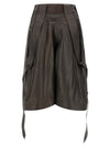 The Attico Brown Leather Bermuda Shorts