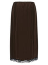 Twin Set Satin Froissé And Lace Skirt