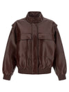 Twin Set Leather Effect Bomber Jacket