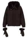 Yves Salomon Flannel Down Jacket With Mittens