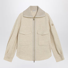  Moncler Light beige zip jacket in wool blend