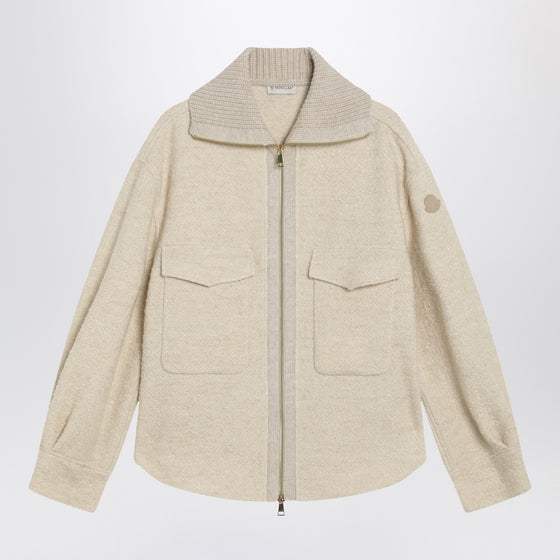 Moncler Light beige zip jacket in wool blend