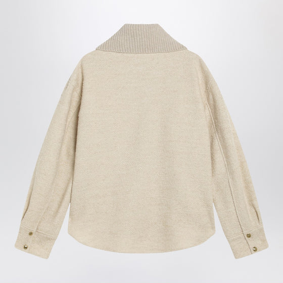 Moncler Light beige zip jacket in wool blend