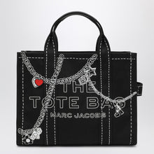  Marc Jacobs The Small Tote Bag nera in canvas with designs
