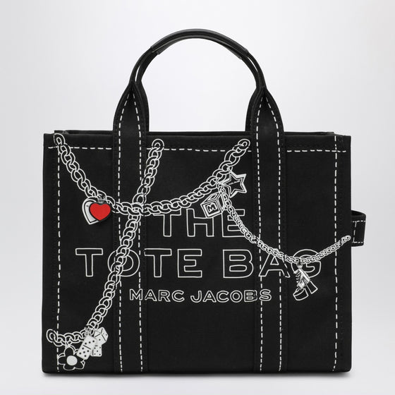 Marc Jacobs The Small Tote Bag nera in canvas with designs