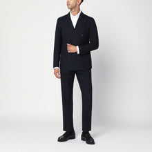 Tagliatore Double-breasted blue virgin wool suit