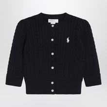  Polo Ralph Lauren Navy blue cable knit cotton cardigan