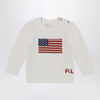 Polo Ralph Lauren White cotton jumper with flag inlay