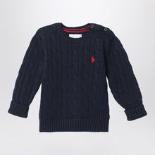  Polo Ralph Lauren Navy blue cotton cable-knit sweater