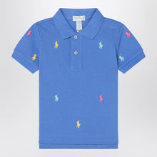  Polo Ralph Lauren Light blue polo shirt with colourful logo embroidery
