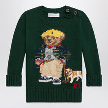  Polo Ralph Lauren Moss green cotton Polo Bear sweater