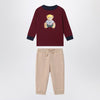 Polo Ralph Lauren Two-piece Polo Bear set in burgundy/beige