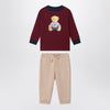 Polo Ralph Lauren Two-piece Polo Bear set in burgundy/beige