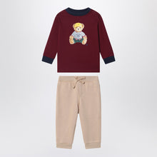  Polo Ralph Lauren Two-piece Polo Bear set in burgundy/beige