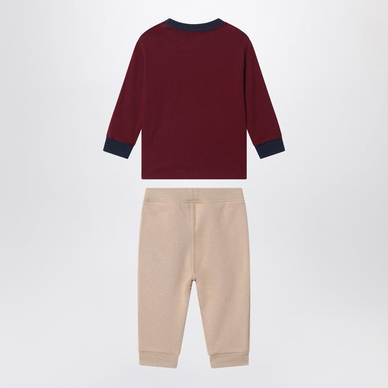 Polo Ralph Lauren Two-piece Polo Bear set in burgundy/beige