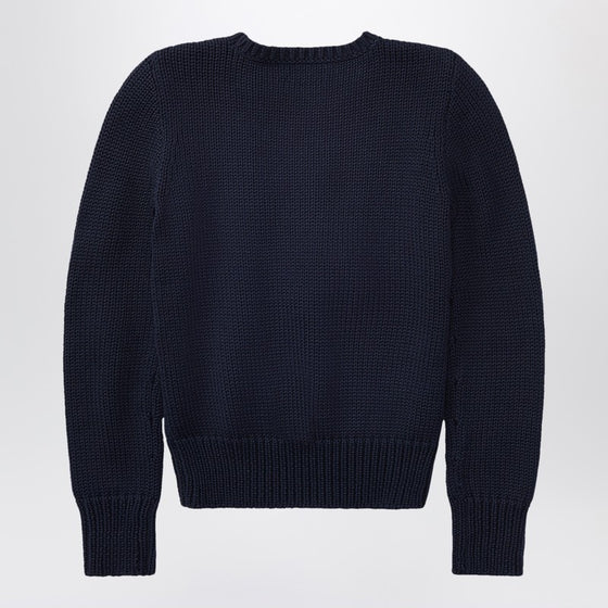 Polo Ralph Lauren Navy blue cotton sweater with flag
