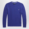 Polo Ralph Lauren Bright blue crew neck sweater with braids