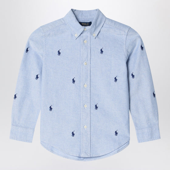 Polo Ralph Lauren Light blue button-down shirt with logos
