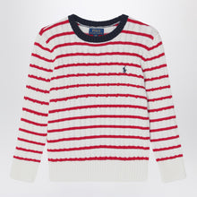  Polo Ralph Lauren White/red striped cable-knit jumper