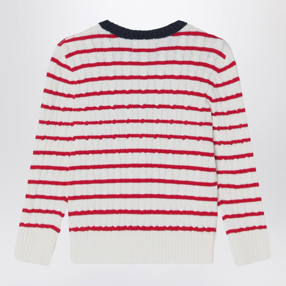 Polo Ralph Lauren White/red striped cable-knit jumper