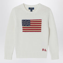  Polo Ralph Lauren White sweater with flag intarsia