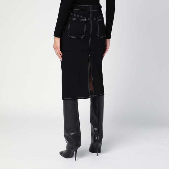 Courreges Courrèges Black denim midi skirt