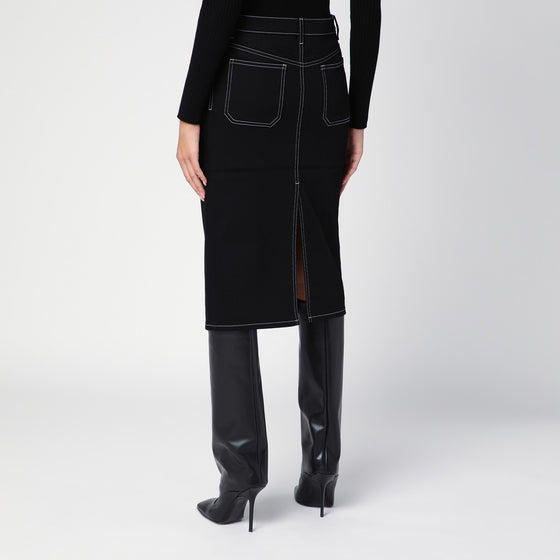 Courreges Courrèges Black denim midi skirt