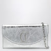 Christian Louboutin Loubi54 silver laminated leather clutch bag