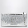 Christian Louboutin Loubi54 silver laminated leather clutch bag