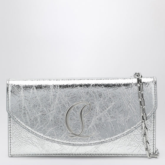 Christian Louboutin Loubi54 silver laminated leather clutch bag