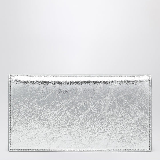 Christian Louboutin Loubi54 silver laminated leather clutch bag