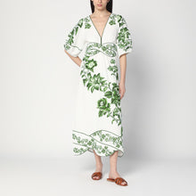  FARM Rio Floral Cascade midi dress white/green