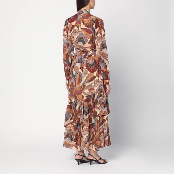 FARM Rio Long dress with cream-colored print