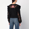 FARM Rio Black wool-blend cardigan with embroidery