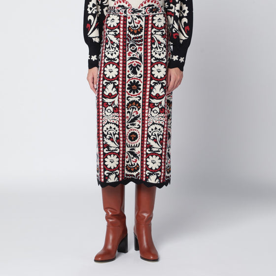 FARM Rio Ivory striped skirt with tapestry