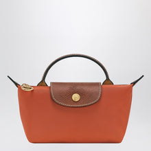  Longchamp Le Pliage Original brick-coloured clutch bag