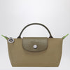 Longchamp Le Pliage Green Artichoke coloured clutch bag