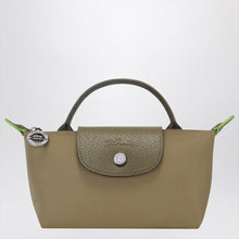  Longchamp Le Pliage Green Artichoke coloured clutch bag