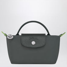  Longchamp Le Pliage Green Graphite coloured clutch bag
