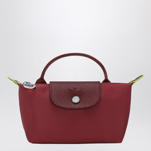  Longchamp Le Pliage Green Pomegranate coloured clutch bag