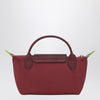 Longchamp Le Pliage Green Pomegranate coloured clutch bag