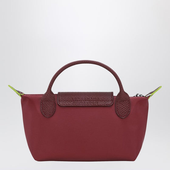 Longchamp Le Pliage Green Pomegranate coloured clutch bag