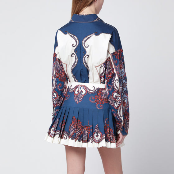 FARM Rio Deep blue and sand shirt with arabesque print