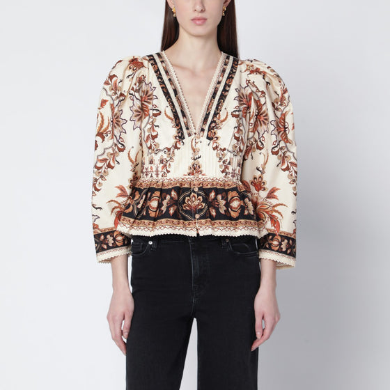 FARM Rio Sand “Majestic Garden Lace” blouse
