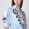 FARM Rio Light blue embroidered long dress with bow