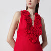 FARM Rio Red linen dress with floral appliqués