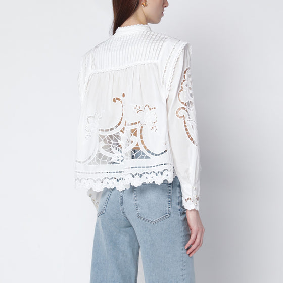 FARM Rio Richelieu white cotton blouse