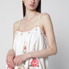 FARM Rio Linen-blend top with floral embroidery