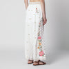 FARM Rio Linen-blend trousers with floral embroidery