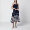 FARM Rio Navy blue Richelieu midi dress with embroidery